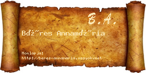 Béres Annamária névjegykártya